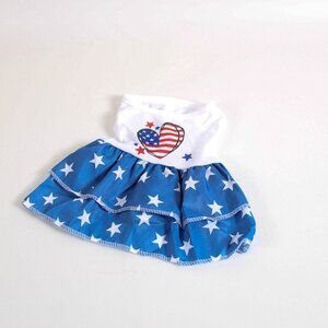 Patriotic Dog Dress - Size XS - Independence Day Star & Heart Print - NEW
